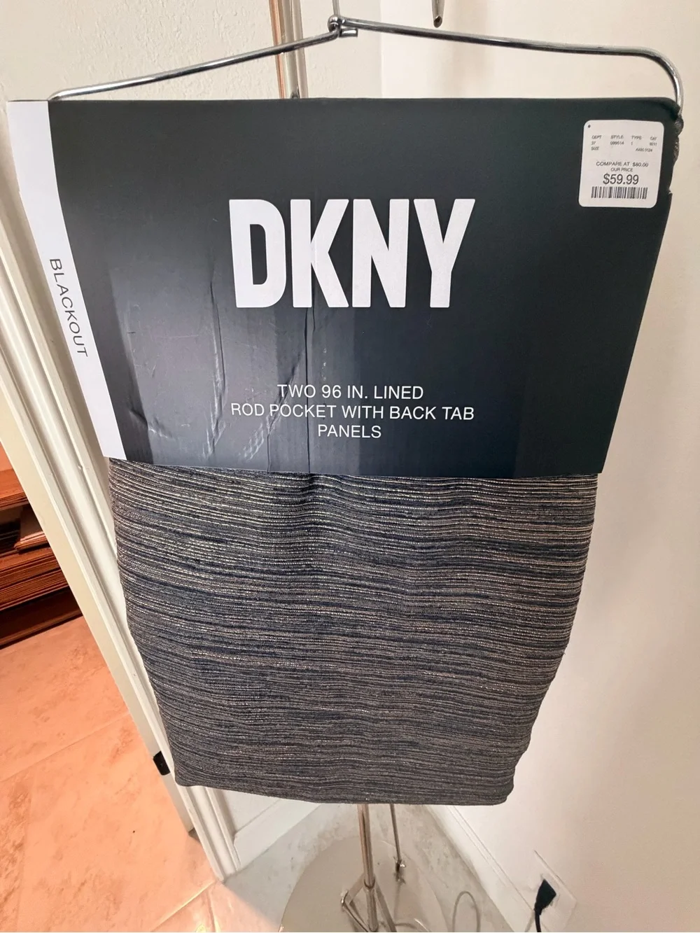DKNY Black and Gray Striped Blackout Panel